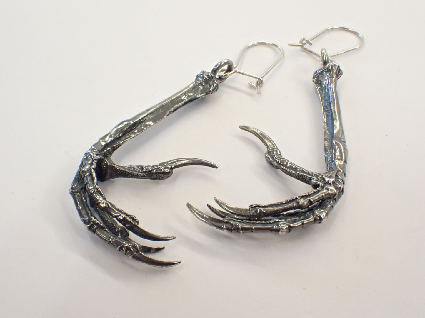 Silver Blackbird Claw Earrings