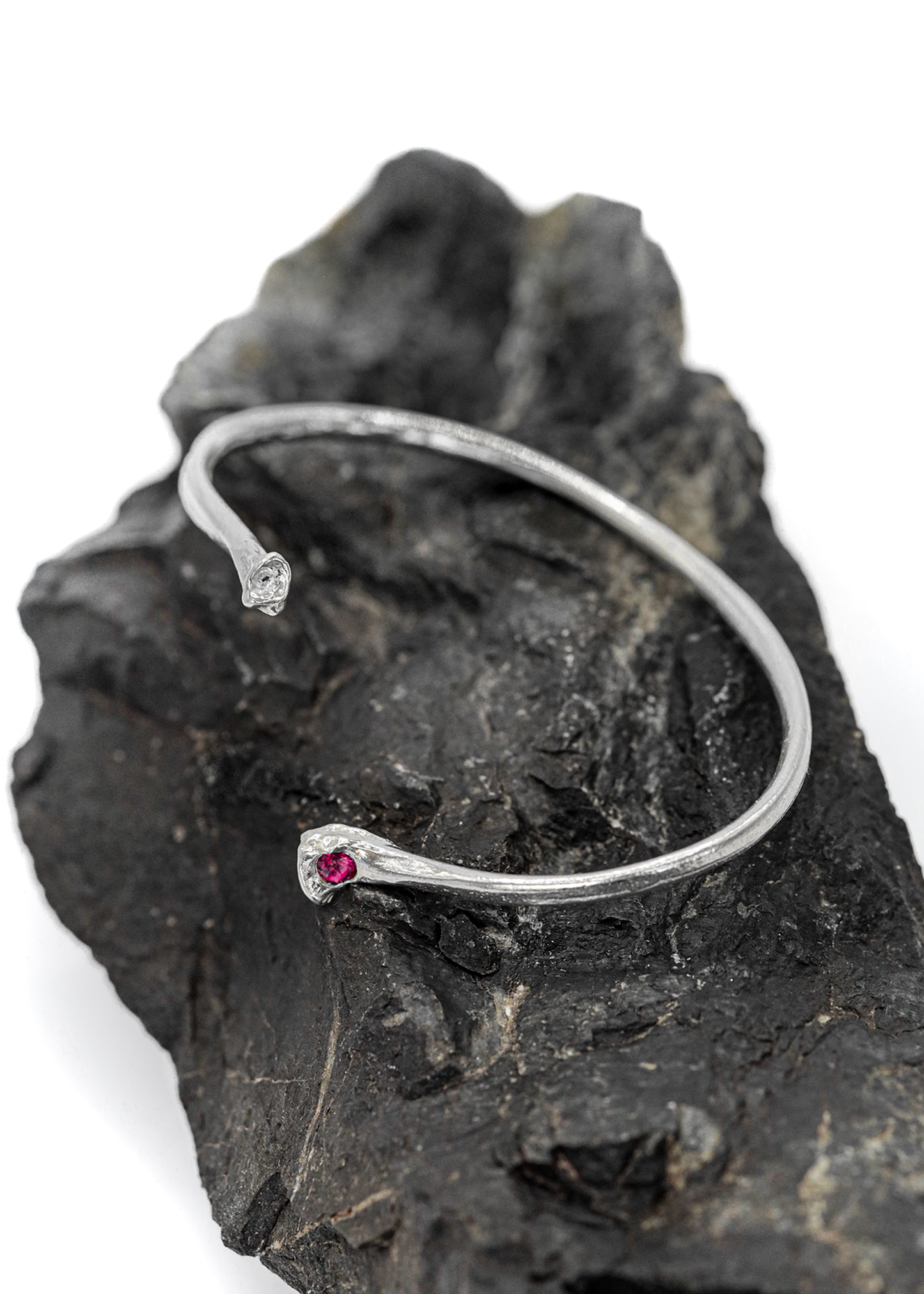 Ruby & Silver Bone Bangle