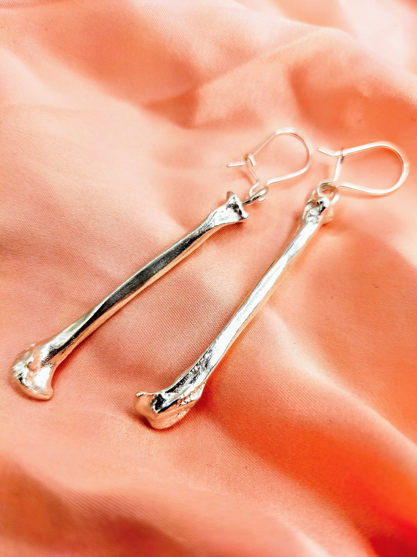 Silver Large Bone Earrings