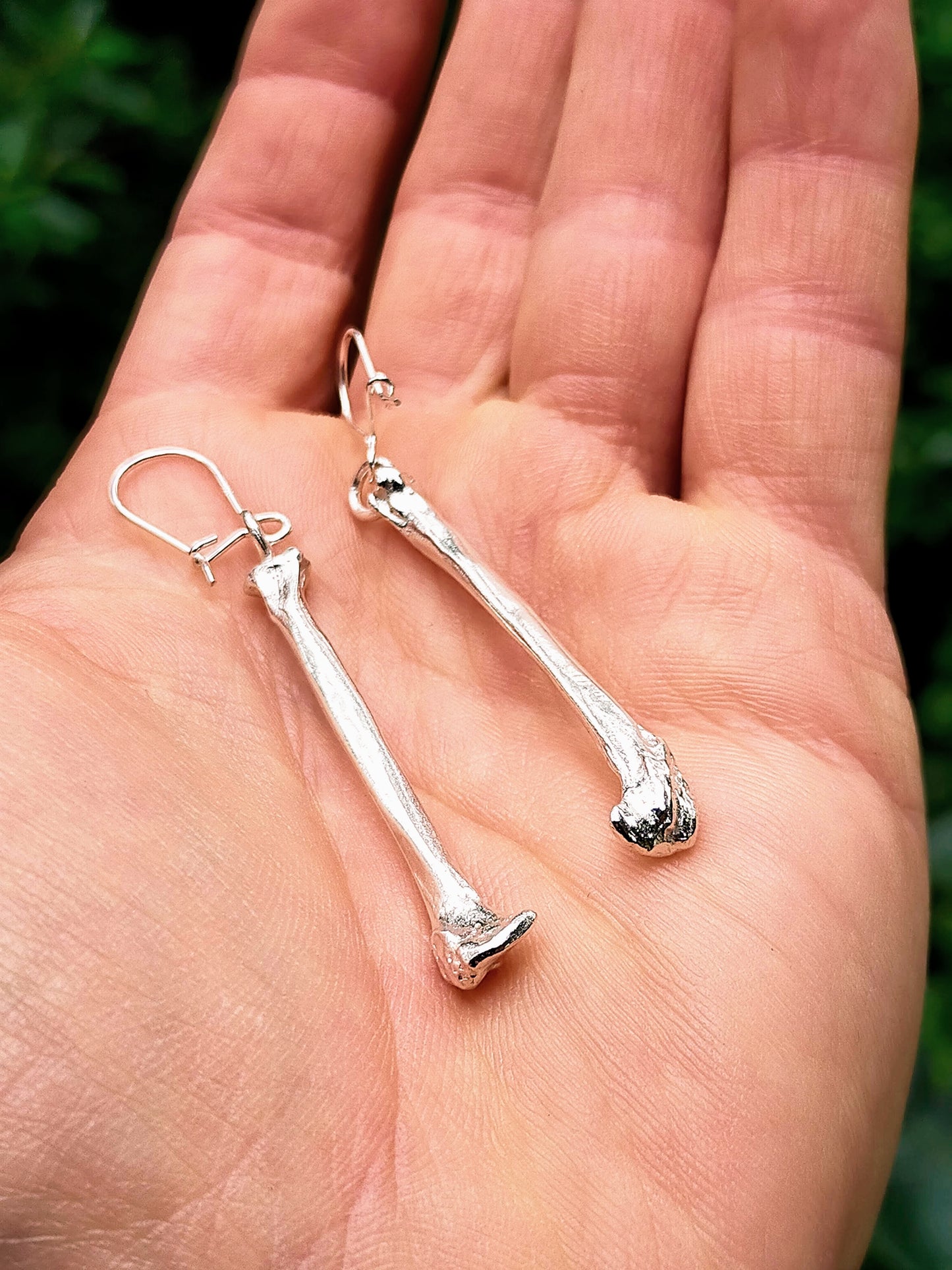Silver Large Bone Earrings