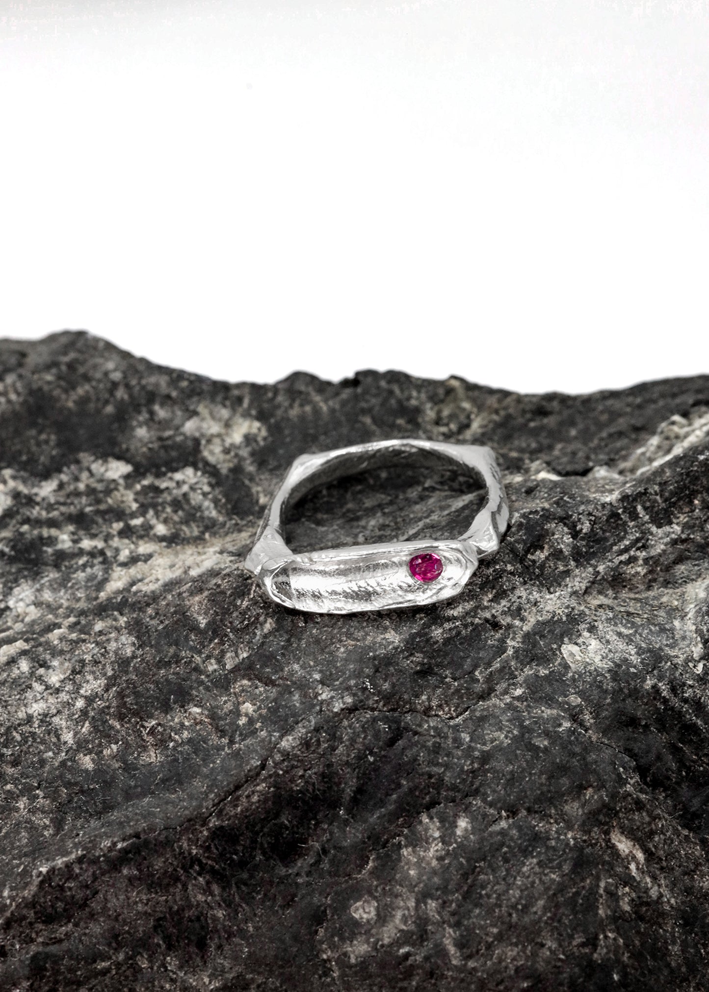 Ruby & Silver Dish Ring