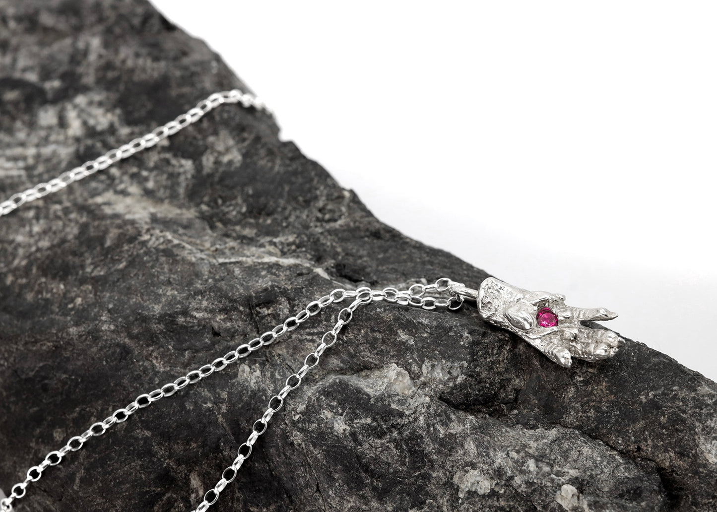 Ruby & Silver Rat Paw Pendant