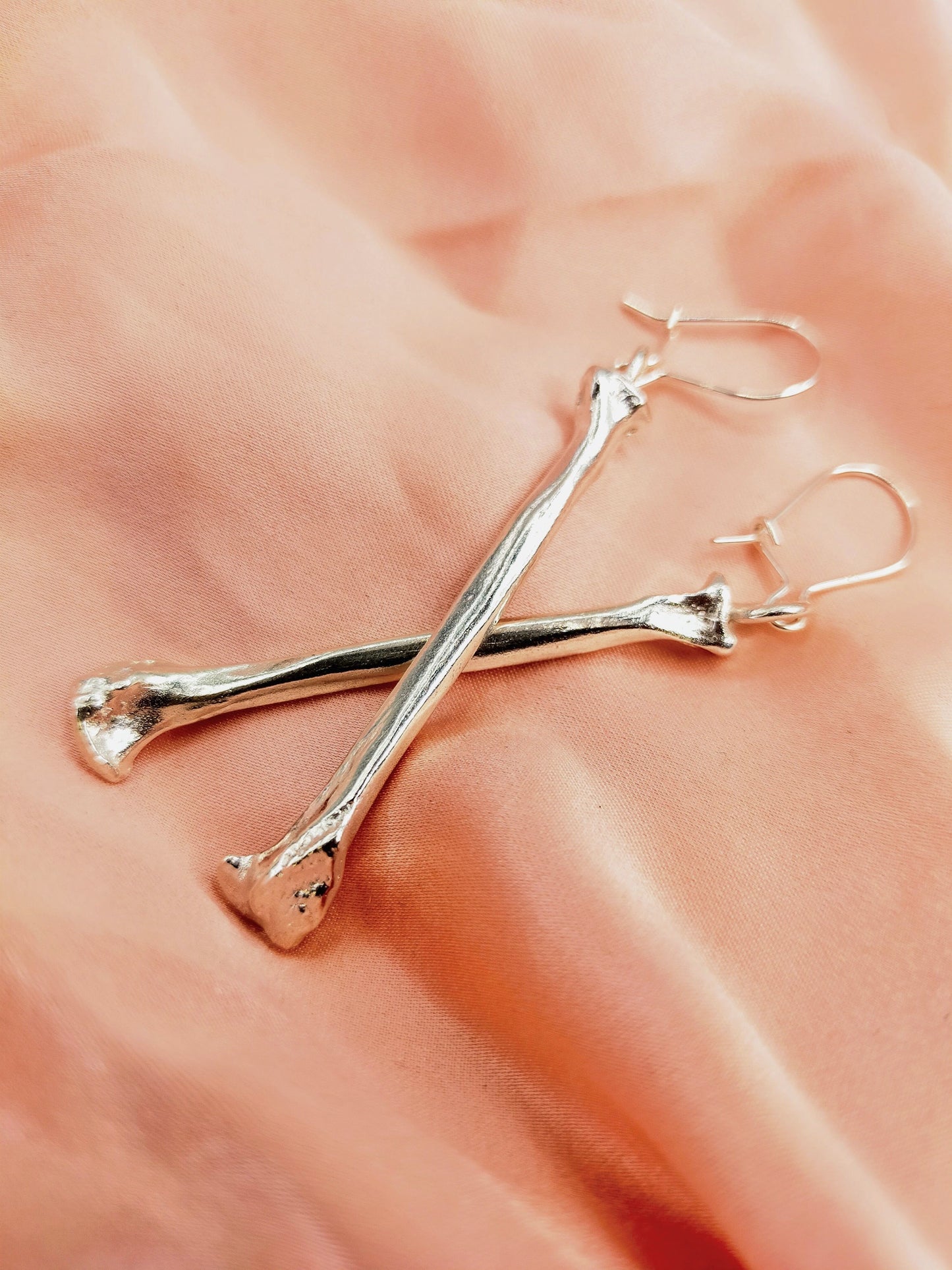 Silver Large Bone Earrings