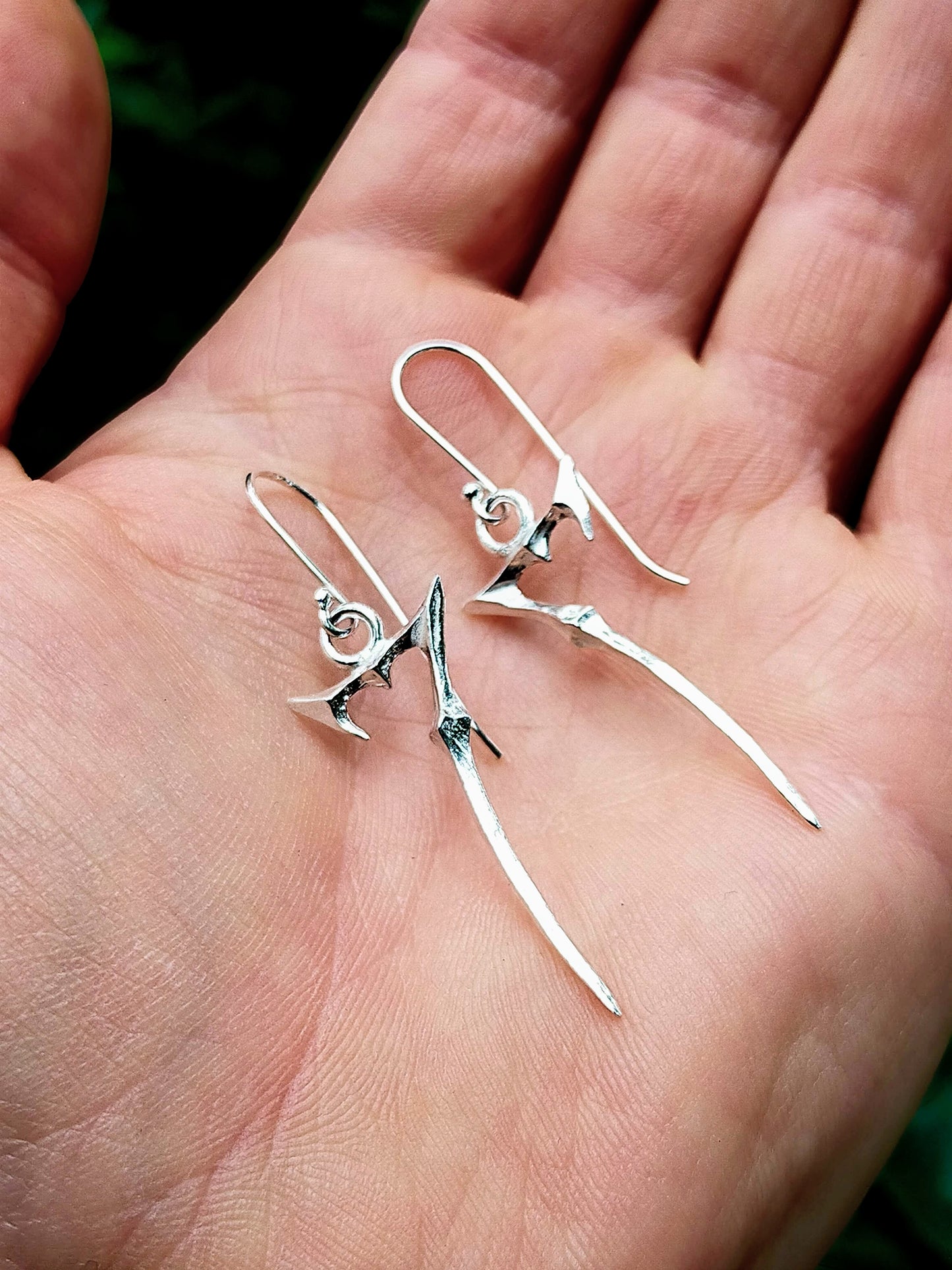 Silver 7 of Hearts Earrings
