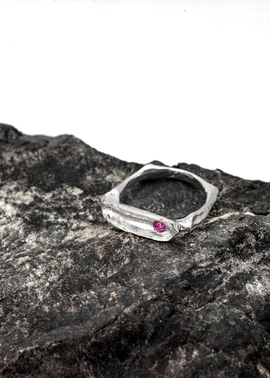 Ruby & Silver Dish Ring