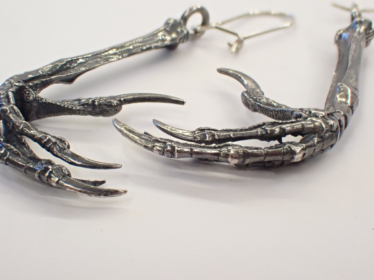 Silver Blackbird Claw Earrings