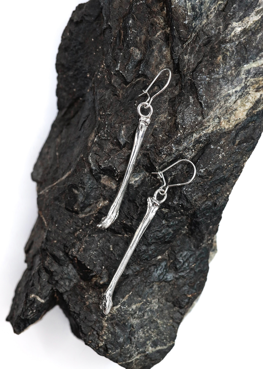 Silver Large Bone Earrings