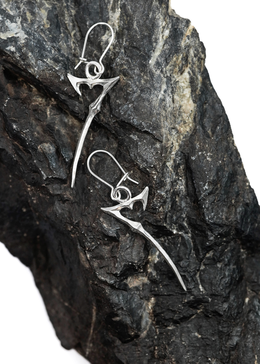 Silver 7 of Hearts Earrings