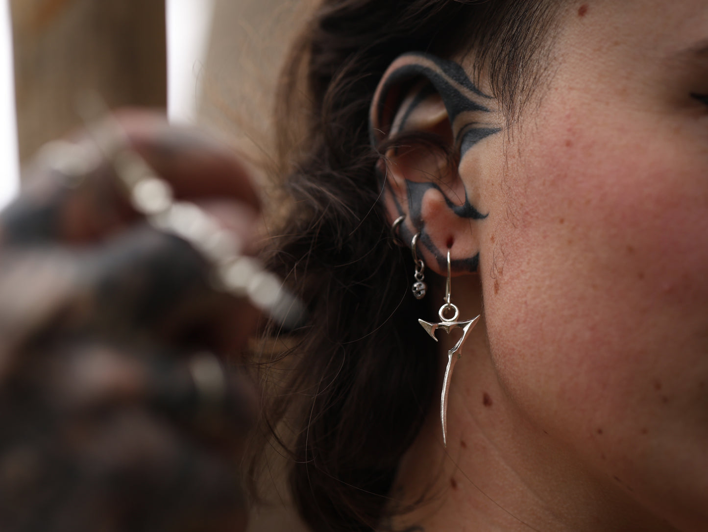 Silver 7 of Hearts Earrings