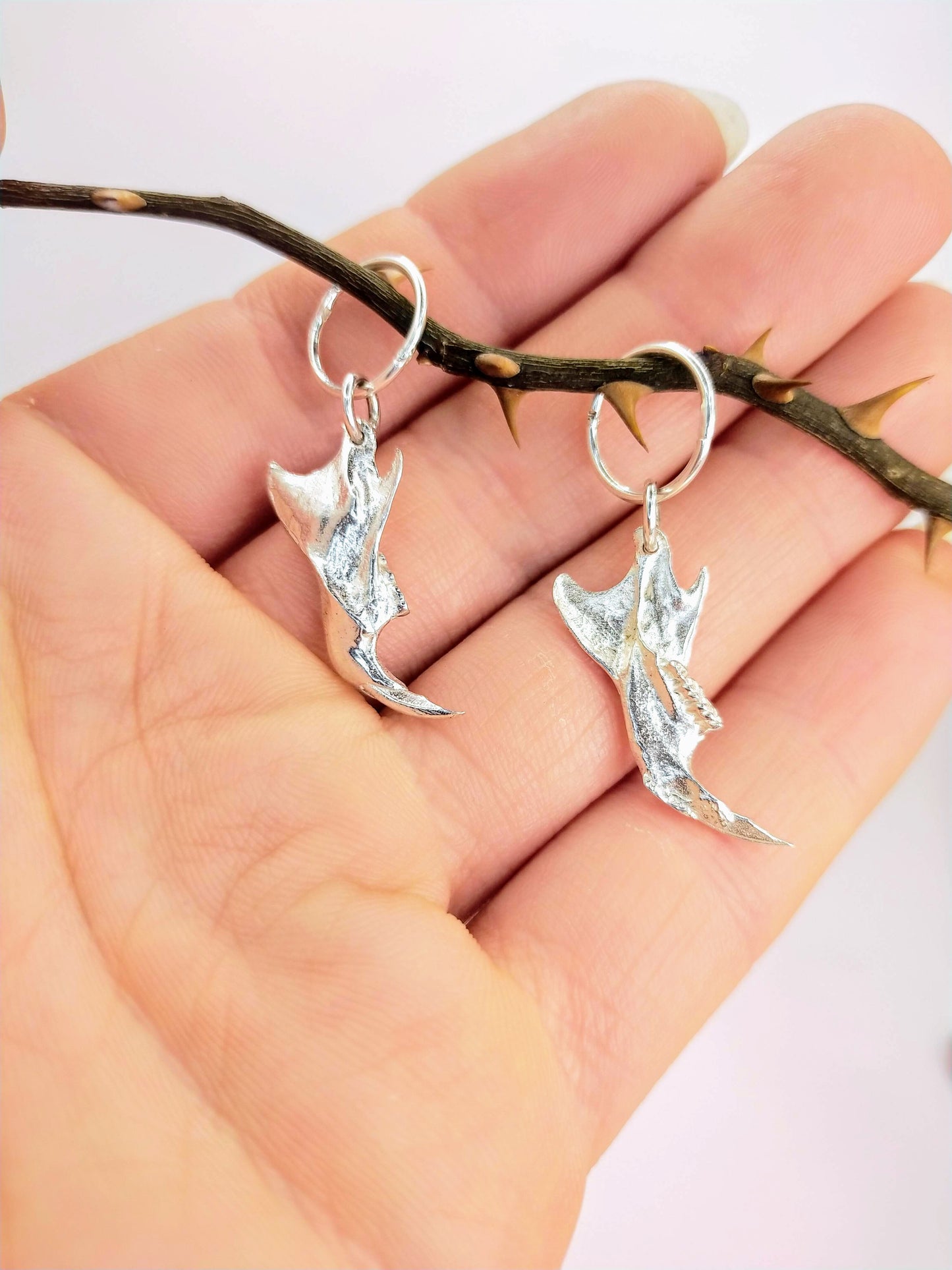 Silver Rat Jawbone Earrings