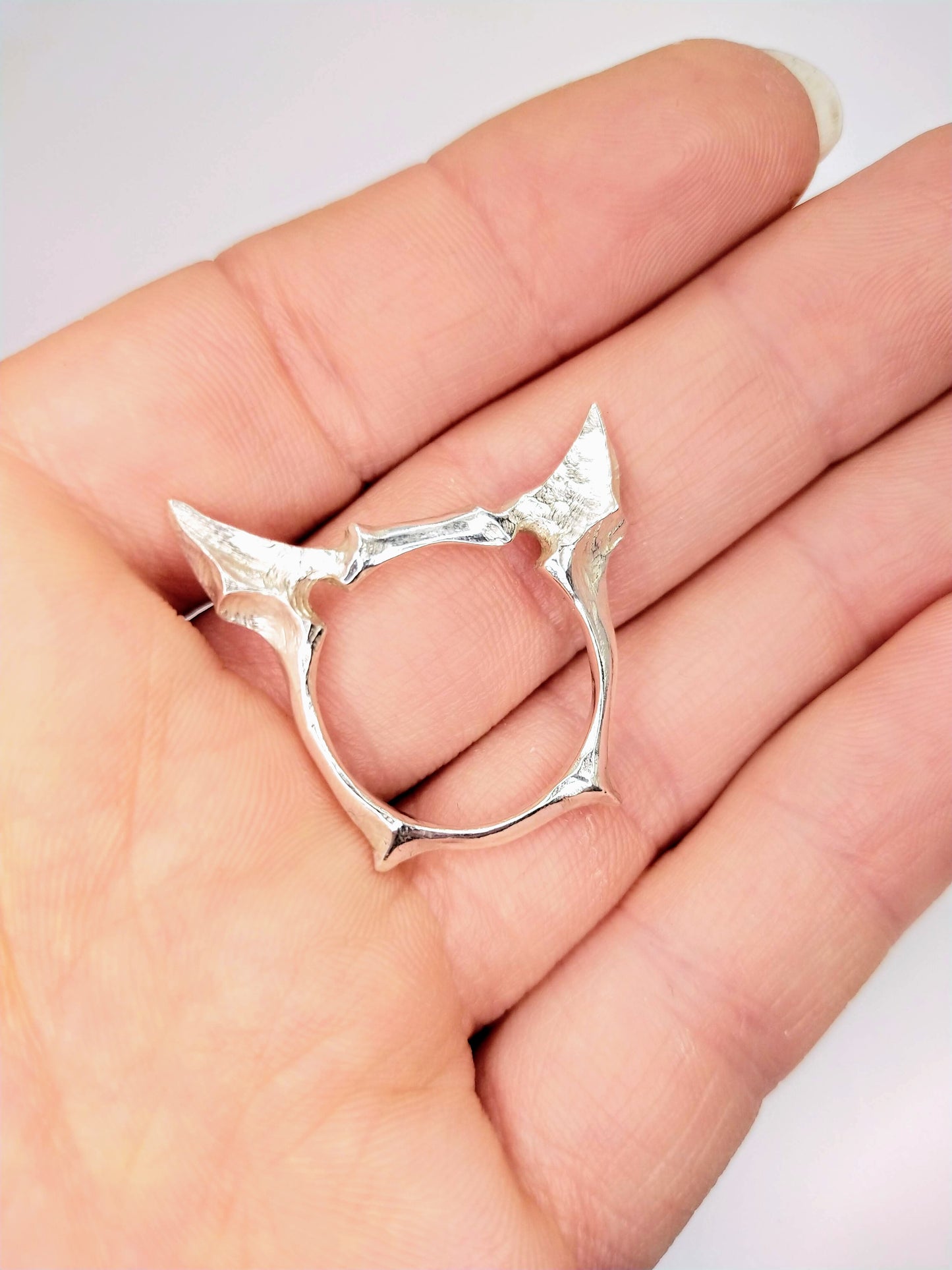 Silver Kitty Bite Ring
