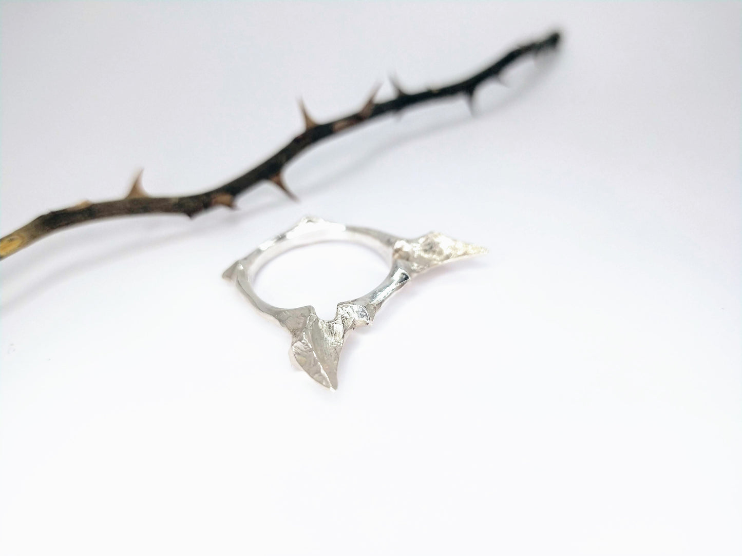 Silver Kitty Bite Ring