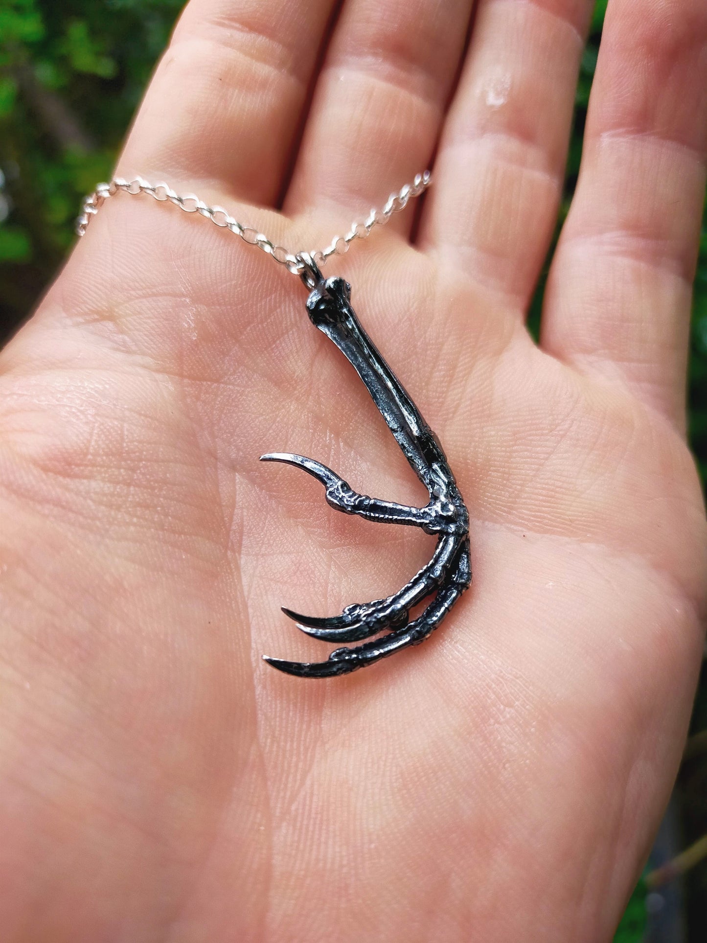 Silver Blackbird Claw Pendant