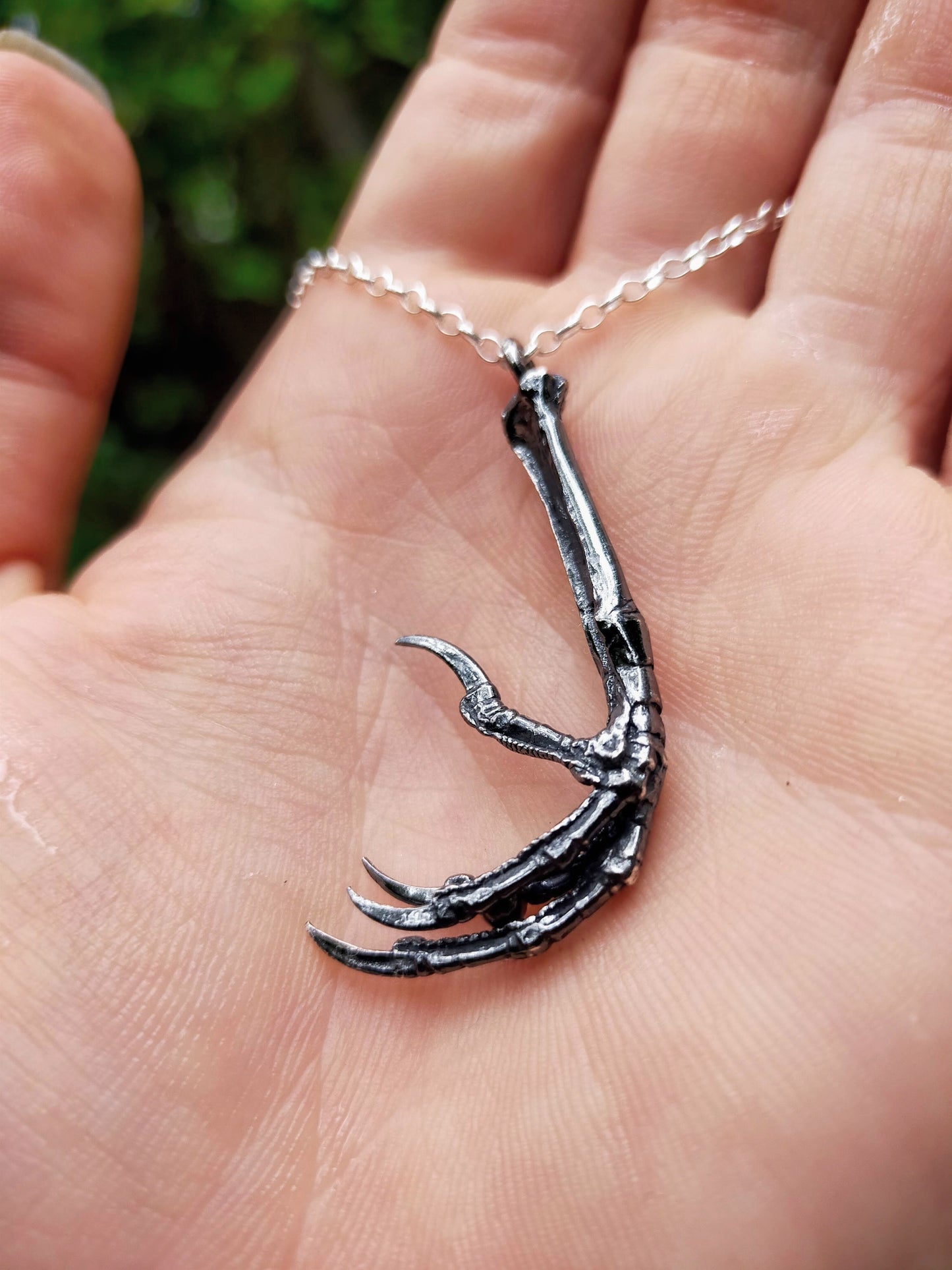 Silver Blackbird Claw Pendant