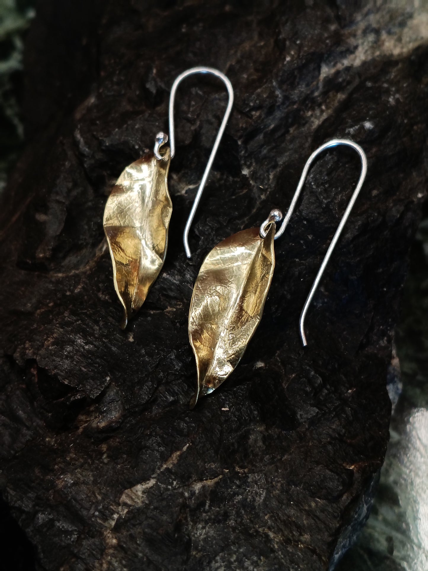 Brass Leaf Earrings