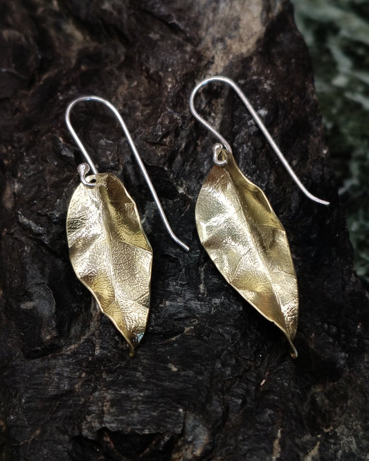 Brass Leaf Earrings