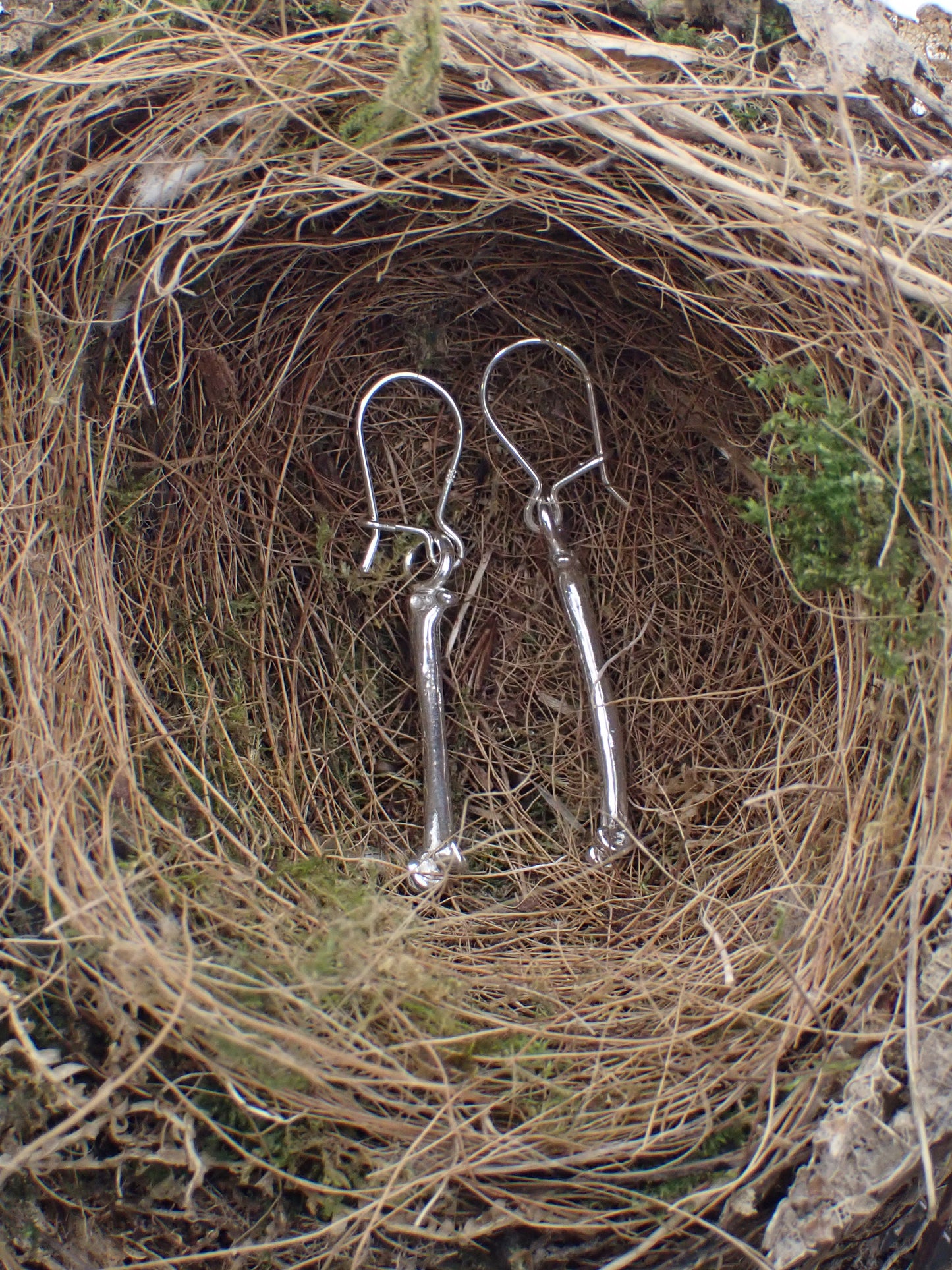 Silver Tiny Bone Earrings
