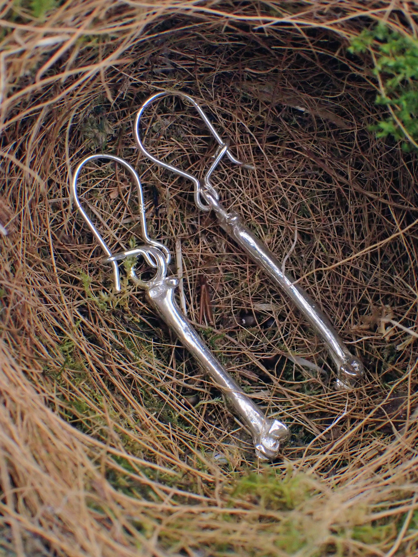 Silver Tiny Bone Earrings