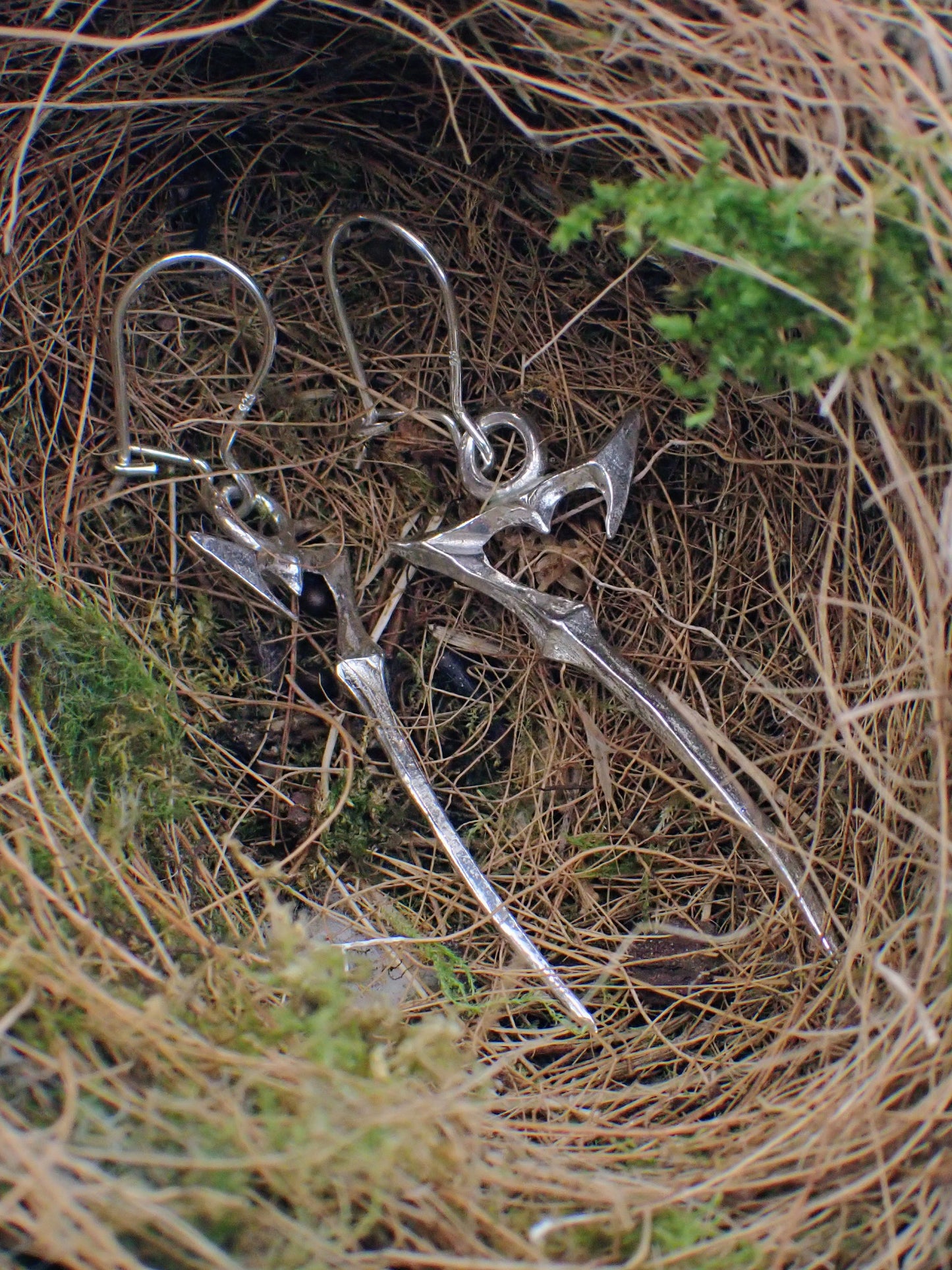 Silver 7 of Hearts Earrings